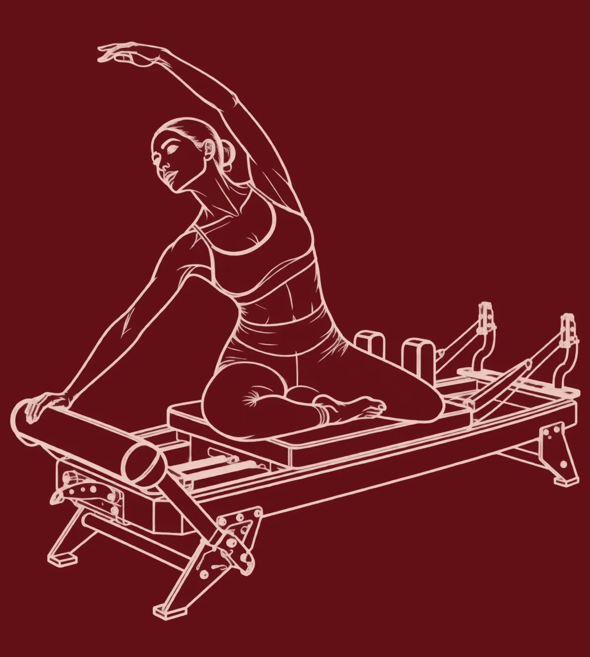 Strichzeichnung: seitliche Dehnung auf dem Reformer